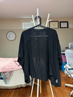 Talula Black Open-Front Lightweight Cardigan